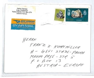 KENYA AIRWAYS Missionary *ARAP CHEBORYOT* KAIBOI Label Air Mail MIVA Cover CM227 - Picture 1 of 4