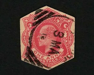 Indien 1946 KEVII Scarlet One Anna 1a Postkarte geschnitten quadratisch (Formschnitt) gebraucht - Bild 1 von 2