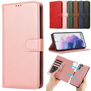 Magnet Case for Samsung S25 S24 S23 Note 20 Flip Leather Removable Wallet Cover - Picture 1 of 18