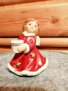 Goebel Angelo Natale Porcellana Statua Portacandele Bordeaux 7 cm - Foto 1 di 6