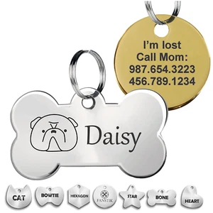 Pet ID Tag, Customized Dog Tags, Cat Tags, Engraved. FANSTIK (Face) MADE IN USA - Picture 1 of 6