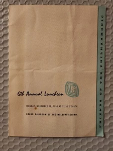 1956 ANNUAL LUNCHEON 6 WALDORF ASTORIA BALLROOM FRIENDS PHILHARMONIC MARY MARTIN - Picture 1 of 14