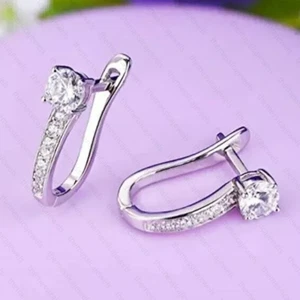 Pendientes Heggie de aro redondos de moissanita para mujer 2,00 TCW enchapados en oro blanco de 14 K - Imagen 1 de 8