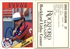 Greg Colbrunn Signed 1988 Litho Center Rockford Expos #8 Card Auto AU