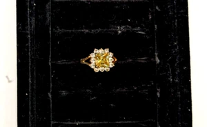 Gelb-weißer Edelstein Ring goldfarben Größe 10  - Bild 1 von 3