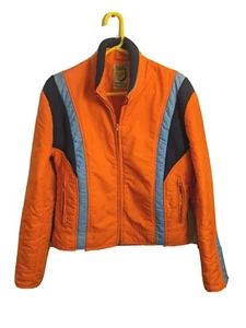 1970s Skyr Retro Scandia Orange Blue Stripe Ski Jacket Coat Men's Med. - Repairs - Picture 1 of 14