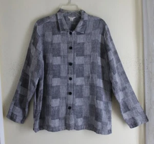 Christopher Banks Sz L Lagenlook Woven 100%Linen Flax Modernist Shirt Jacket - Picture 1 of 6