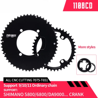Road Gravel Bike BCD110 Sprocket Crankshaft Set Round 9-11s  46T 48T 50T 52T - Image 1 of 4