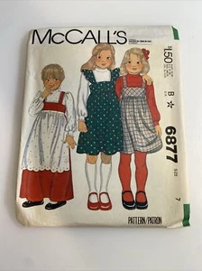 McCalls 6877 Child/Girls Sz 7 Jumper Blouse Apron VTG Sewing Pattern - Picture 1 of 2