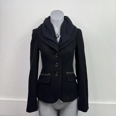 Vintage Y2K Guess archive part wool fitted blazer cable knit collar tailored - Image 1 of 4