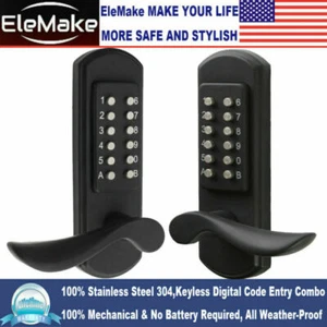 Mechanical Front Door Lock Set Keyless Entry Digital Code Keypad Combination US - Picture 1 of 19