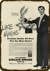 1947 Magician & Bugs Bunny & Sinclair Vintage-Look RÉPLICA DECORATIVA LETRERO DE METAL - Imagen 1 de 1