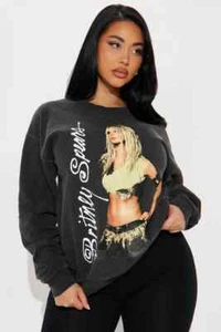 Sudadera Britney Spears para mujer Slave 4 You negra lavada nueva XL - Imagen 1 de 8