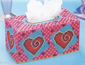 **HEART SWIRLS TISSUE COVER**PATTERN ONLY**PLASTIC CANVAS PATTERN** - Picture 1 of 1