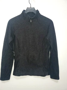 Mountain Hardwear women XS Zip Cardigan Sweater Wool blend charcoal gray/ balck - Picture 1 of 5