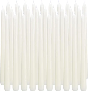 30 Pack Ivory Taper Candles,10 Inch, Unscented Dinner Candle, 7-8Hours Burn Time - Picture 1 of 11