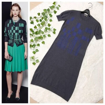 Vestido Bottega Veneta Tejido 38 US6 Manga Corta Gris Azul Auténtico Para Mujer Foto 1 de 4