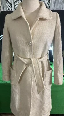 Vintage Max Mara  white/ivory  100% wool Blend Coat Size 12 Made In Italy - Image 1 of 4