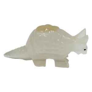 Gürteltier aus geschnitztem Stein Onyx Marmor Figur weiße Rüstung klein 2 Zoll - Bild 1 von 8