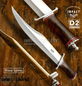 1-OF-A-KIND IMPACT CUTLERY RARE CUSTOM D2 SMITHSONIAN BOWIE KNIFE BRASS SPINE - Picture 1 of 13