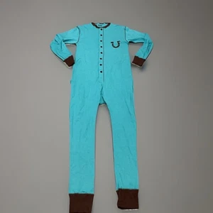 NWT Lazy One Flapjacks Adult L Turquoise Horse Tail End One Piece Pajamas - Picture 1 of 9