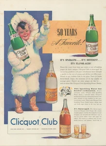 1940 Clicquot Club Ginger Ale And Sparkling Water Soda 50 Years Print Ad - Bild 1 von 1