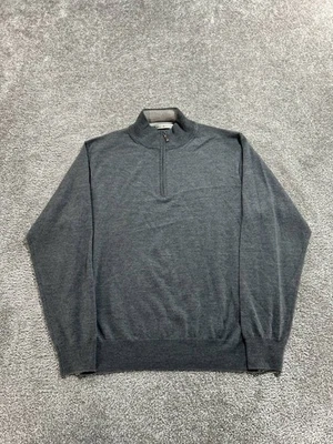Peter Millar Sweater Mens Medium Gray Merino Wool Knit Mock Neck Quarter Zip - Image 1 of 4
