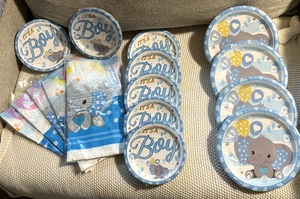 Piatti doccia per bambini elefante blu ~ tovaglie ~ è un baby shower per bambini - Foto 1 di 6