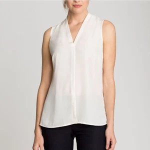 Nic + Zoe White Day To Night Tank Top Sleeveless Blouse Womens S/M V-Neck Woven - Picture 1 of 11