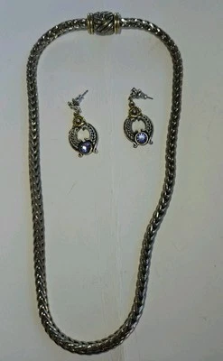 Conjunto de gargantilha e brinco perfurado BRIGHTON ouro e prata. Lindo! - Imagem 1 de 4