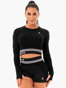 Top corto Ryder Wear Freestyle sin costuras manga larga negro talla S nuevo con etiquetas - Imagen 1 de 10