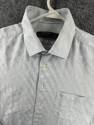 Givenchy Blue Floral Button Up Shirt Logo Pocket Size 105 Superfine Jacquard - Image 1 of 4