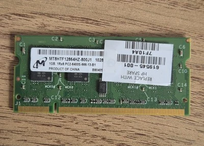 Micron 1GB 1Rx8 PC2-6400S (DDR2-800) Memory Ram Laptop (MT8HTF12864HZ-800J1) - Image 1 of 2