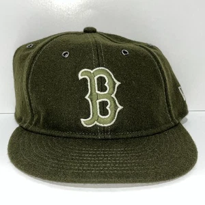 Boston Red Sox Olive Wool New Era Retro Crown 59fifty Fitted Hat 7 5/8 MLB - Picture 1 of 6