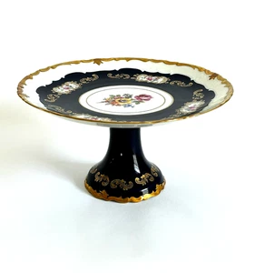 Vtg Reichenbach Porcelain Cake Pedestal Stand Etched Kobalt 7.75" Inch - Picture 1 of 15