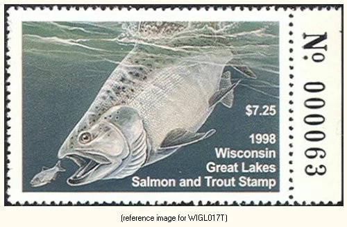 HALFPRICEFISH Wisconsin Great Lakes Salmon 1998 $7.25 w/Tab - Image 1 of 1