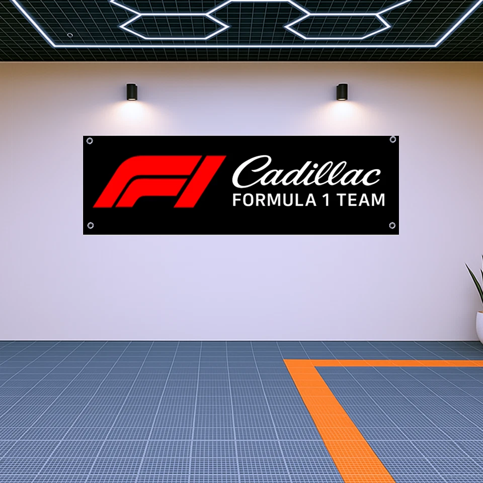 Decoration Cadillac F1 Team Logo Banner 71x24 in Garage Wall Decors Gift - Image 1 of 1