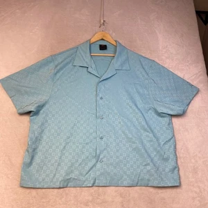 Jordan XXL Button Up Shirt Powder Blue All Over Print "23" Monogram Hip Hop Y2K - Picture 1 of 7