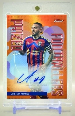 Cristian Arango 2024 Topps Finest MLS Prized Footballers Orange Auto #25/25 SSP - Image 1 of 3