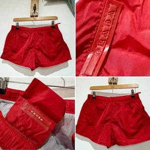 Prada Men's Stretch Waist Red Rubber Logo Lined Swim Shorts Trunks Size S/M 48 - Picture 1 of 7