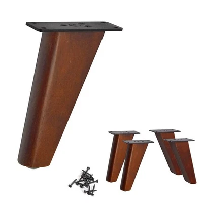 4 Pcs Set Solid Wood Furniture Legs – Darker Medium Brown Finish for Sofa, - Image 1 of 2