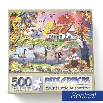 Rompecabezas de 500 piezas grandes Bits & Pieces dando la bienvenida a nuestros visitantes de otoño otoño 18"x24" Foto 1 de 4