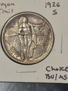 1926-S Oregon Trail Commemorative Silver Half Dollar UNC BU Nice Strike - Picture 1 of 2