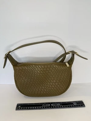 Bostanten 编织素食皮革斜挎包单肩包橄榄绿色金色五金件 — 第 1/4 张图片