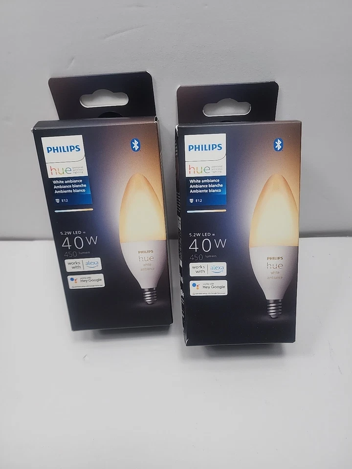 Philips Hue White Ambiance E12 LED Bluetooth Candle Light Bulb, Alexa  2pk - Image 1 of 1