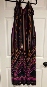 Carole kleines Kleid Gr. 4 bunt Vintage Babydoll Neckholder Y2K Flechtgürtel Maxi - Bild 1 von 11