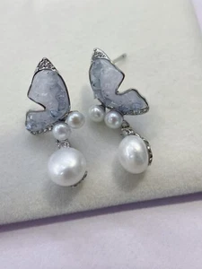 3-7 mm  natural white south sea  pearl earrings - Picture 1 of 6