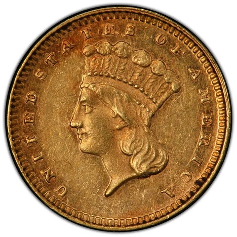 1873 PCGS AU58 Indian Princess Gold Dollar Open 3 Cover