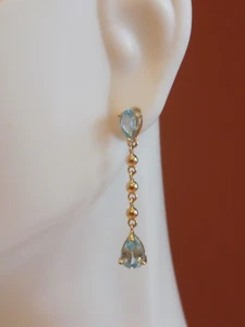 14k blue topaz dangle earrings - Picture 1 of 11