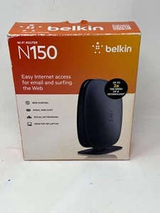 Belkin Wireless Router N150 Black 4 Ports WiFi Web Browsing Streaming Email Desk - Picture 1 of 5